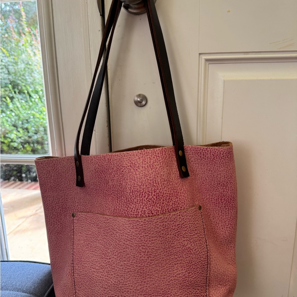 Bubblegum Pink Leather Tote Bag